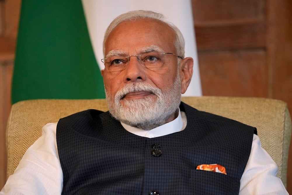 Prime Minister Narendra Modi of India listens to Britain's Prime Minister Keir Starmer as they meet for bilateral talks at Chequers near Aylesbury, England, Thursday, July 24, 2025 (AP)