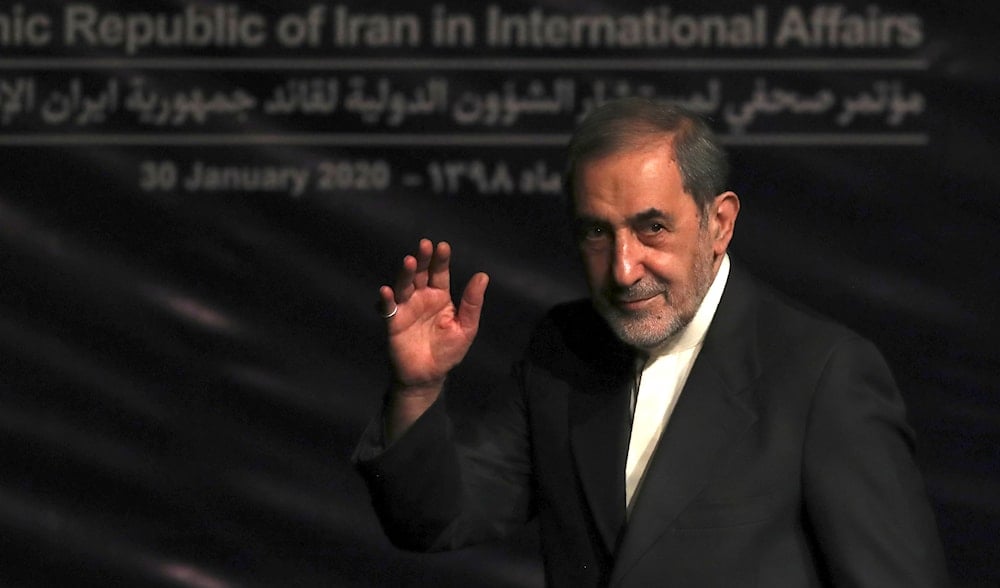 In this Jan. 30, 2020, photo, Ali Akbar Velayati, adviser to the Iranian leader Sayyed Ali Khamenei, waves to media at the conclusion of his press conference, in Tehran, Iran. (AP)
