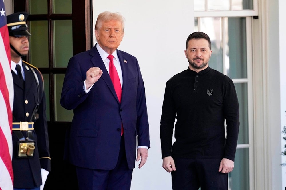 US President Donald Trump welcomes Ukraine President Volodymyr Zelensky at the White House in Washington, Friday, February 28, 2025. (AP Photo/Ben Curtis)