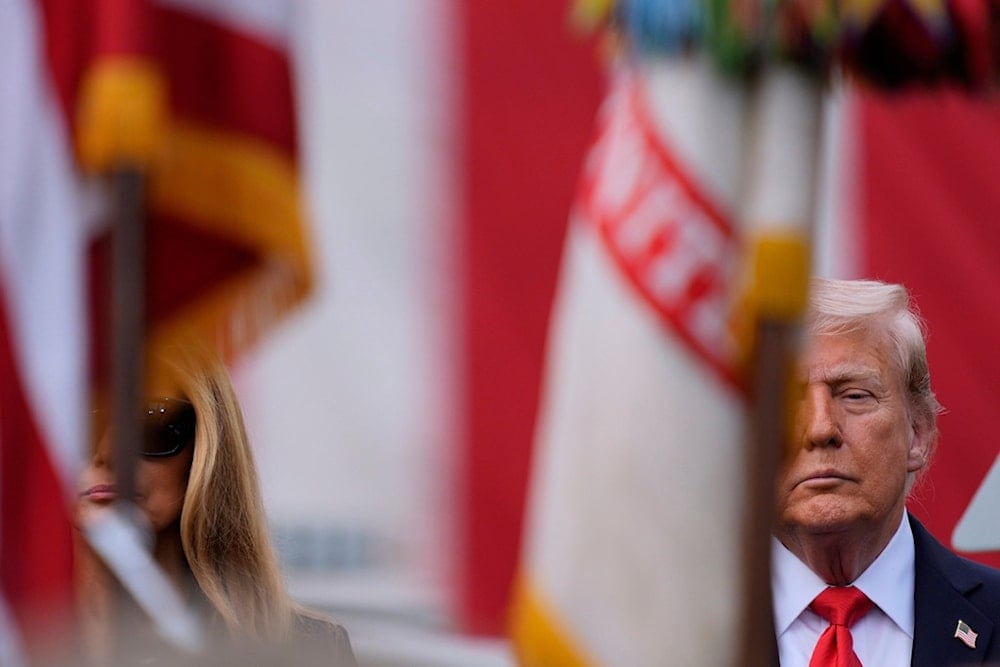 US President Donald Trump and first lady Melania Trump attend a ceremony at the Pentagon to commemorate the 24th anniversary of the 9/11 attacks, Thursday, Sept. 11, 2025, in Washington (AP)