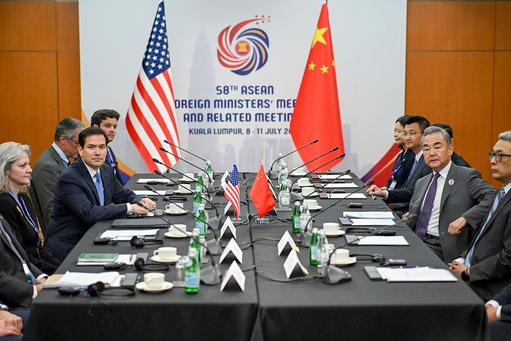 US Secretary of State Marco Rubio, meets with China's Foreign Minister Wang Yi, during the 58th ASEAN Foreign Ministers' meeting and related meetings at the Convention Centre in Kuala Lumpur on Friday, July 11, 2025 (AP)