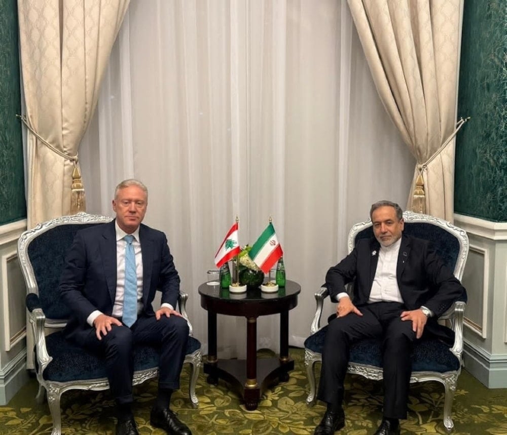 Iranian Foreign Minister Abbas Araqchi and his Lebanese counterpart Youssef Rajji in the Qatari capital, Doha, September 14, 2025 (Iranian Foreign Ministry)