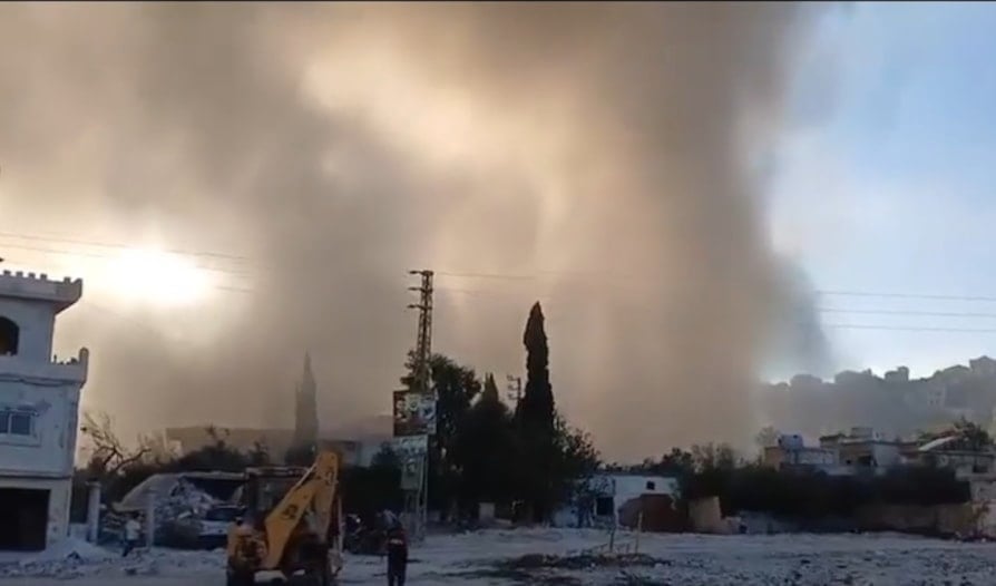 Smoke billows after Israeli airstrikes strike South Lebanon, September 9, 2025 (Social Media)