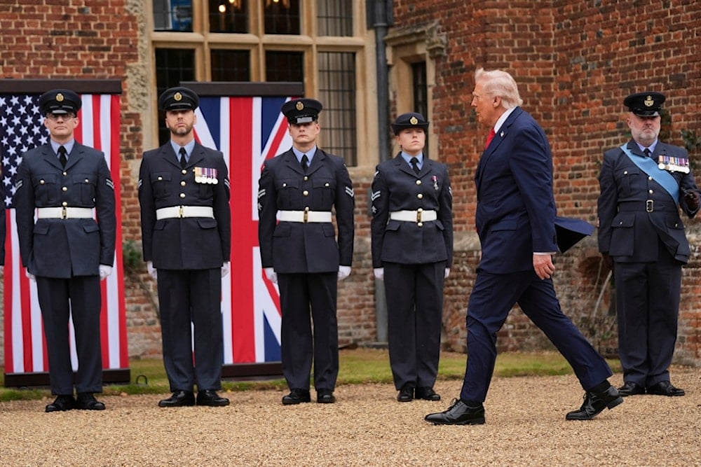 President Donald Trump arrives for a meeting with Britain's Prime Minister Keir Starmer at Chequers near Aylesbury, England, Thursday, Sept. 18, 2025. (AP Photo/Evan Vucci)
