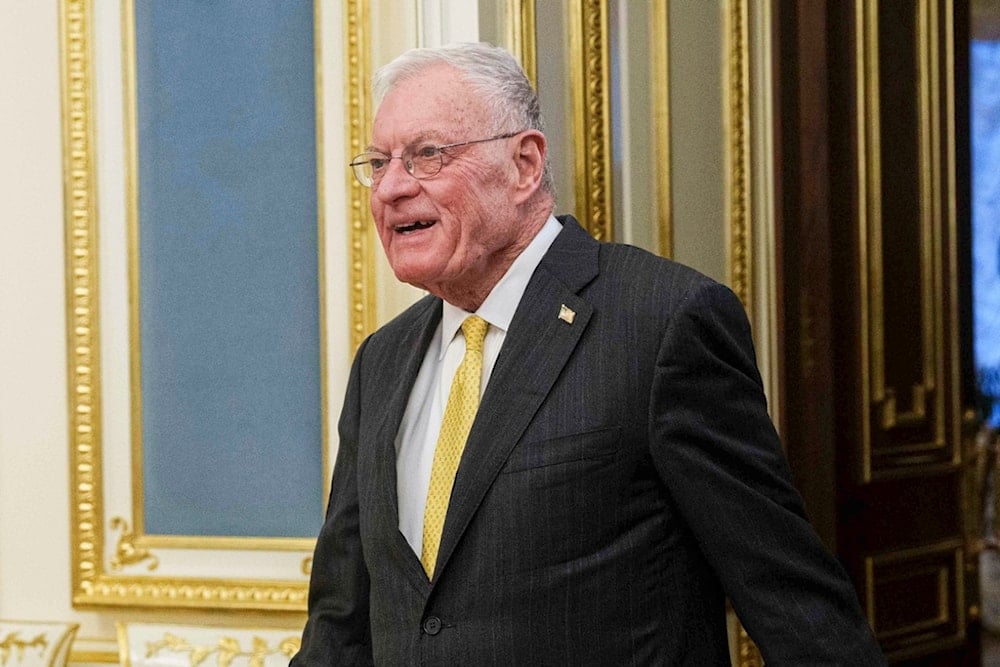 Keith Kellogg, the US Special Envoy for Ukraine and Russia, enters the hall for a meeting with Ukraine's President Volodymyr Zelensky in Kiev, Ukraine, February 20, 2025. (AP Photo/Evgeniy Maloletka)