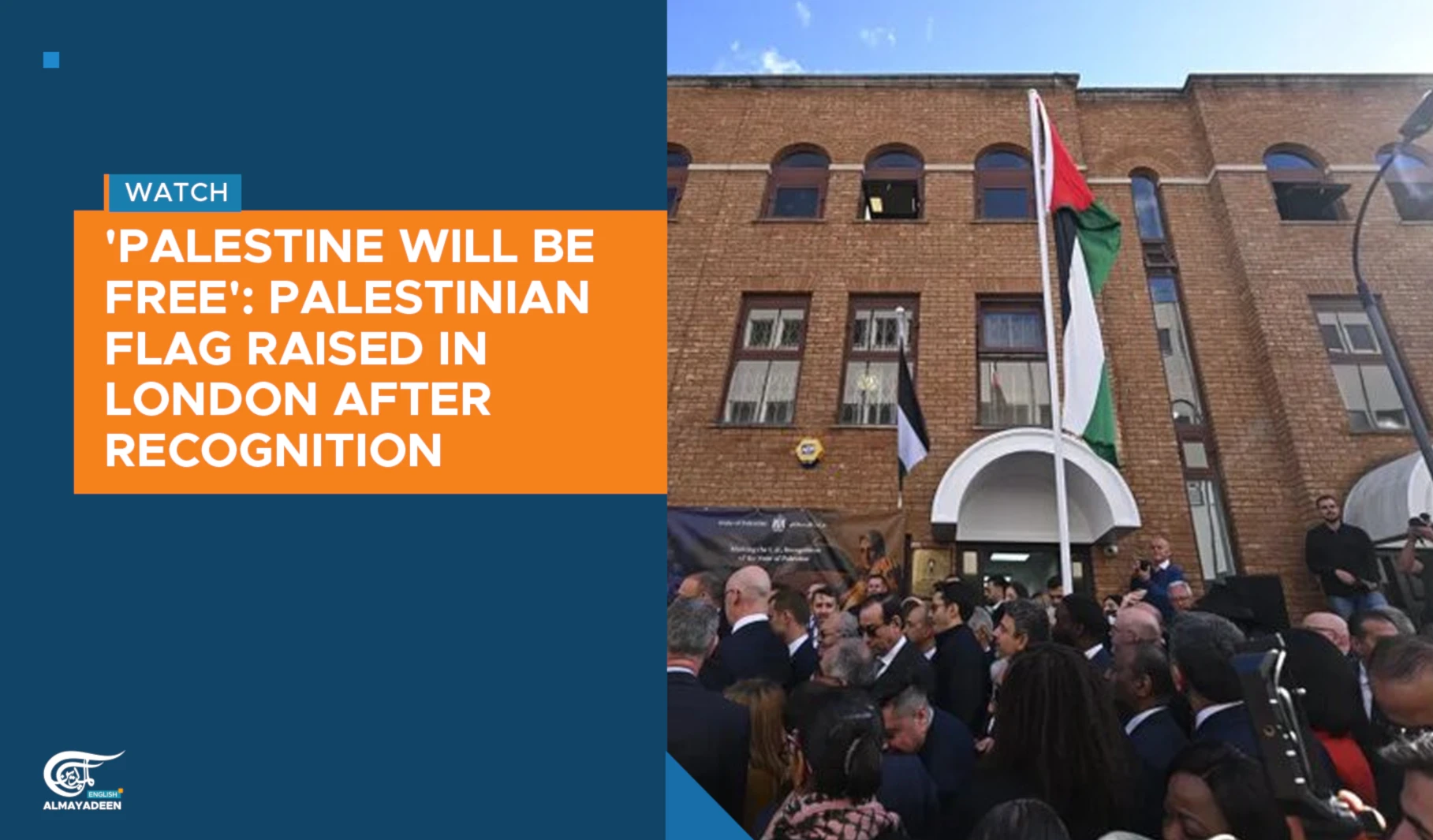 'Palestine will be free': Palestinian flag raised in London after recognition