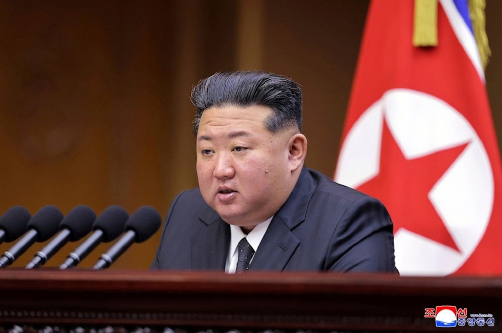 This photo provided by the North Korean government, shows North Korean leader Kim Jong Un speaks during a parliament session at the Supreme People’s Assembly, which was held on September 20-21, 2025 in Pyongyang, North Korea.