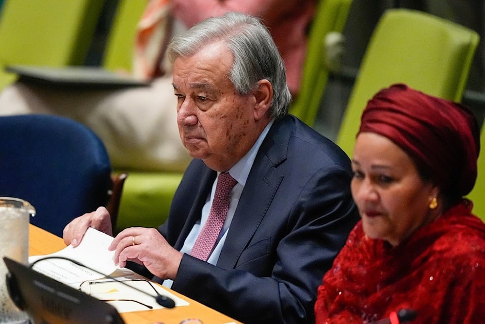 Secretary General Antonio Guterres leads a climate summit, Wednesday, Sept. 24, 2025, at UN headquarters. (AP Photo/Yuki Iwamura)