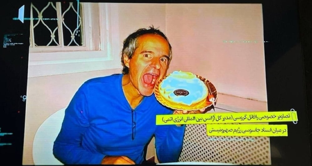 A photo of IAEA Director General Rafael Grossi among Israeli documents obtained by the Iranian Ministry of Intelligence (Social media)