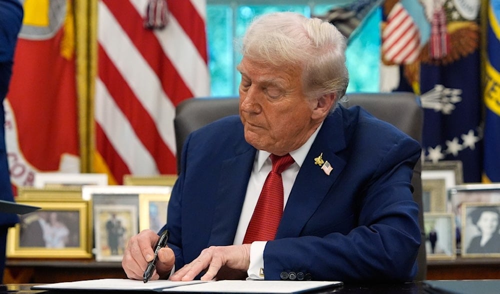 President Donald Trump signs a presidential memorandum on the death penalty in the District of Columbia in the Oval Office at the White House, Thursday, Sept. 25, 2025, in Washington. (AP)