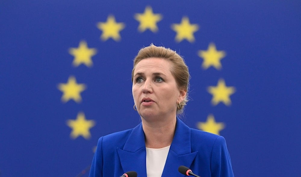 Denmark's Prime Minister Mette Frederiksen delivers her speech as Denmark holds the rotating presidency of the Council of Europe, Tuesday, July 8, 2025 at the European Parliament in Strasbourg, eastern France. (AP)