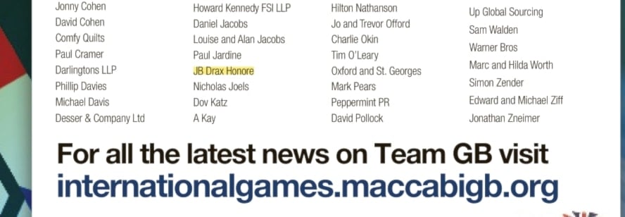 In 2013 JB Drax Honoré donated to the Zionist group Maccabi
