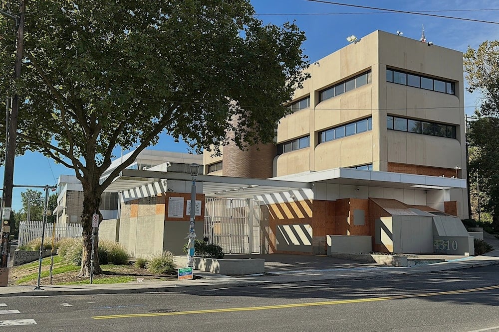 A U.S. Immigration and Customs Enforcement facility is shown on Saturday, Sept. 27, 2025 in Portland, Ore (AP)