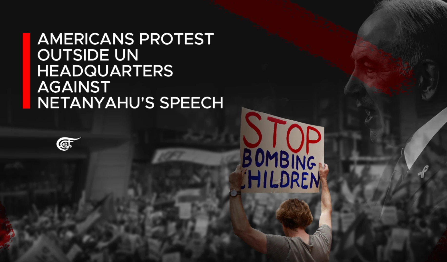 Americans protest outside UN headquarters against Netanyahu's speech