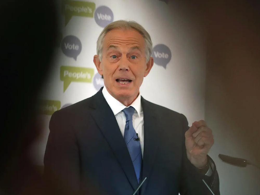 British former Prime Minister Tony Blair makes a speech on Brexit at the British Academy in London on December 14, 2018. (AP)
