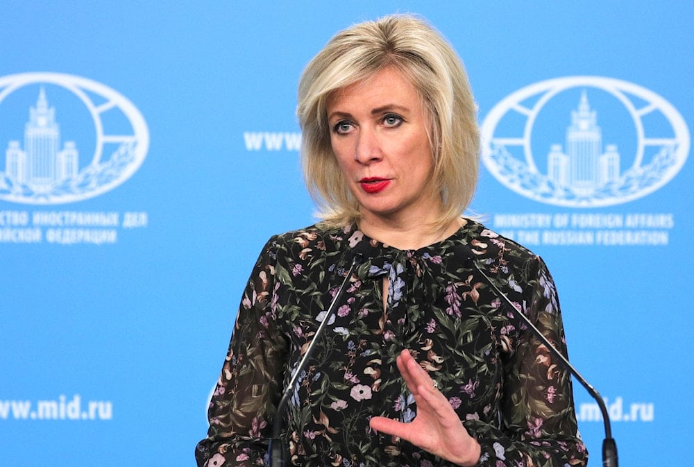 Russian Foreign Ministry's spokeswoman Maria Zakharova speaks in Moscow, Russia, Thursday, Apr. 28, 2022 (AP)