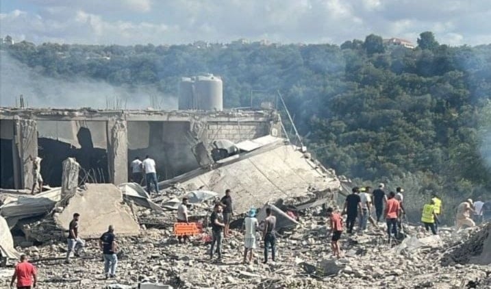 Damage sustained to a collapsed building targeted by an Israeli airstrike in south Lebanon, September 3, 2025 (Social Media)