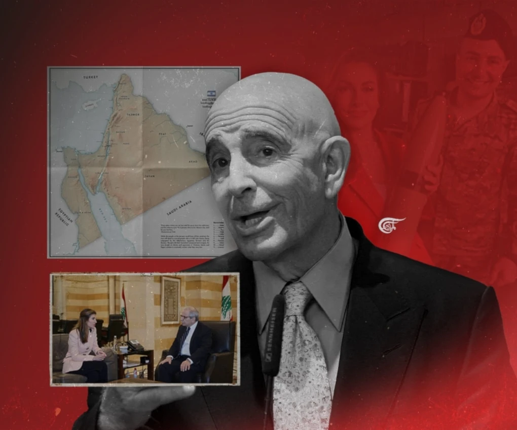 Barrack explicitly asserted that the US is supplying the Lebanese army to fight its own people, even laughing at the idea that this support is intended to confront "Israel". (Al Mayadeen English; Illustrated by Zeinab el-Hajj)