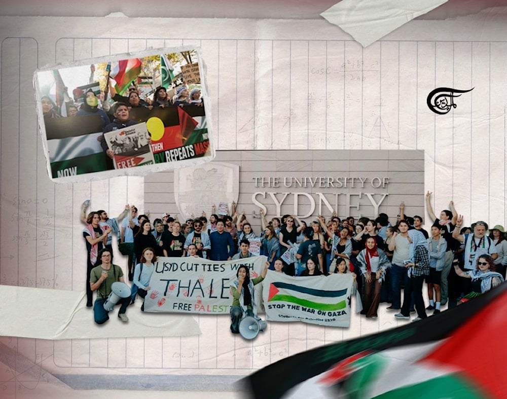 University students have much to gain by identifying, understanding, confronting, and sharing information on all matters involved with great crimes like the Gaza genocide. (Al Mayadeen English; Illustrated by Batoul Chamas)