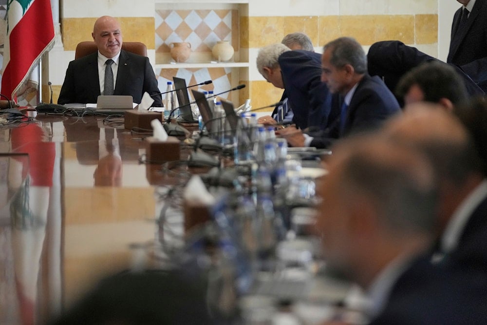 Lebanese President Joseph Aoun, left, heads a cabinet meeting, at the Presidential palace in Baabda, east of Beirut, Friday, Sept. 5, 2025 (AP)