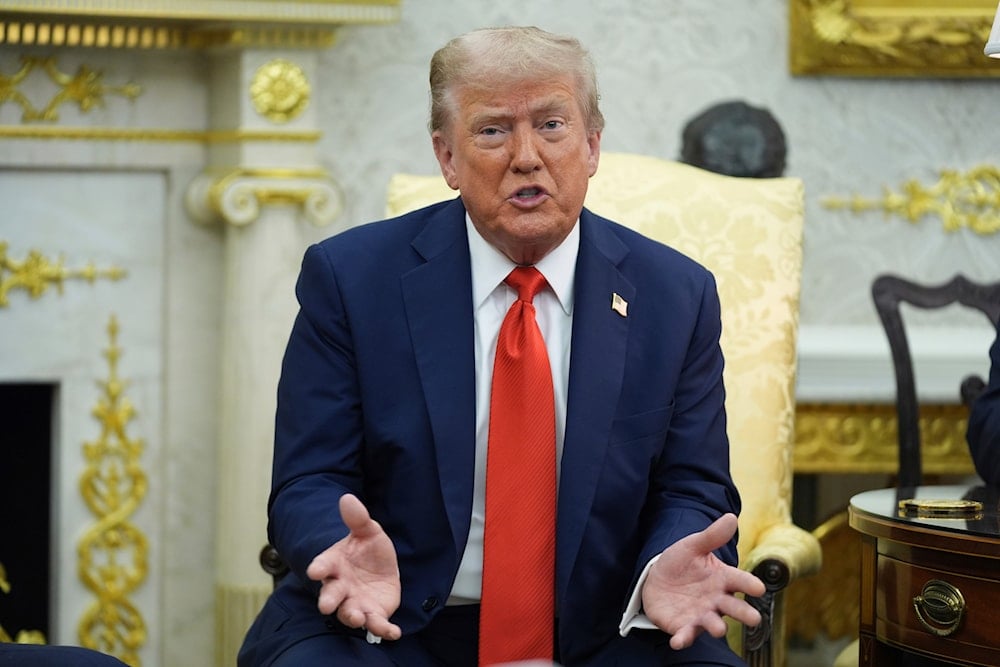 President Donald Trump speaks during a meeting with Polish President Karol Nawrocki in the Oval Office of the White House, Wednesday, Sept. 3, 2025, in Washington (AP)
