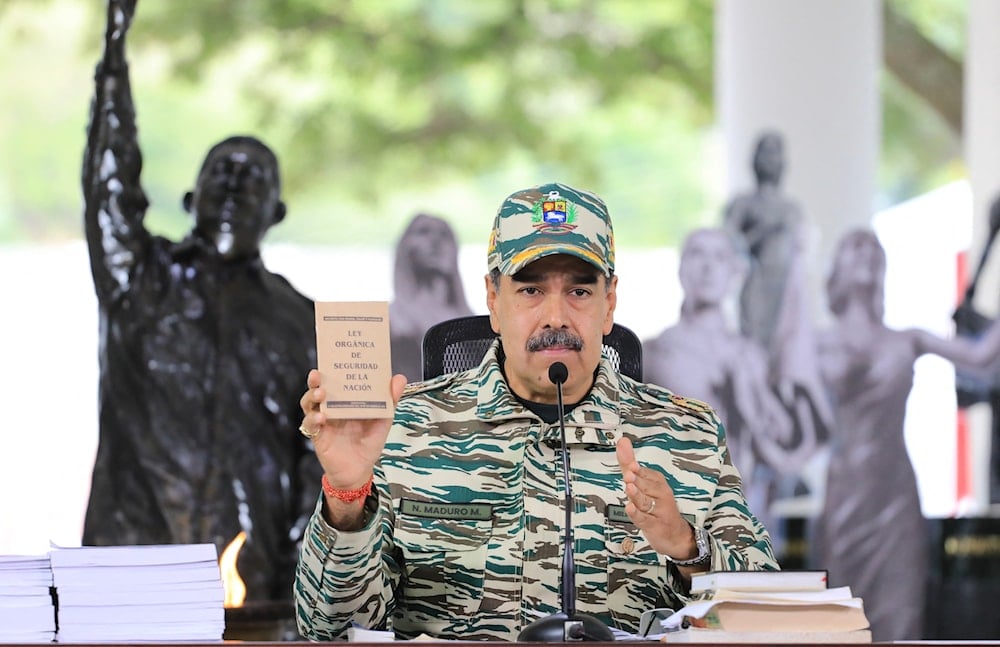 Maduro warns of armed struggle as Venezuelan jets challenge US ship.