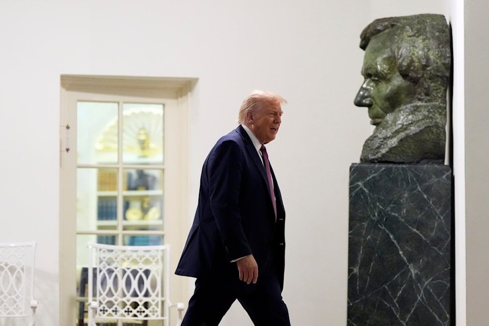 President Donald Trump arrives for a dinner in the Rose Garden of the White House, Friday, Sept. 5, 2025, in Washington. (AP Photo/Alex Brandon)