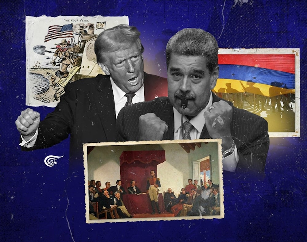 It is clear that as the US's maritime hegemony weakens, Washington is attempting to turn Latin America (and especially the Caribbean) into a new center of instability and confrontation. (Al Mayadeen English; Illustrated by Zeinab el-Hajj)