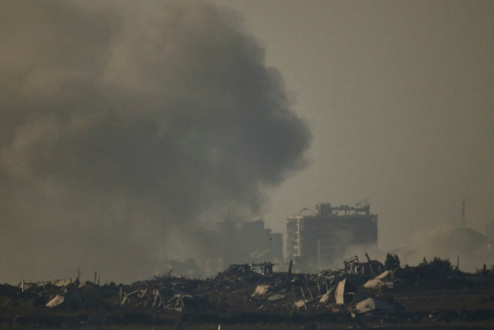 Smoke rises to the sky following an Israeli military strike in the Gaza Strip, as seen from southern occupied Palestine, Friday, September 5, 2025 (AP)