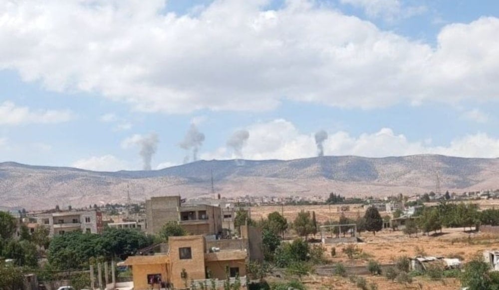 Smoke rises from mount Hermon following Israeli airstrikes on Bekaa and Hermel. (social media)