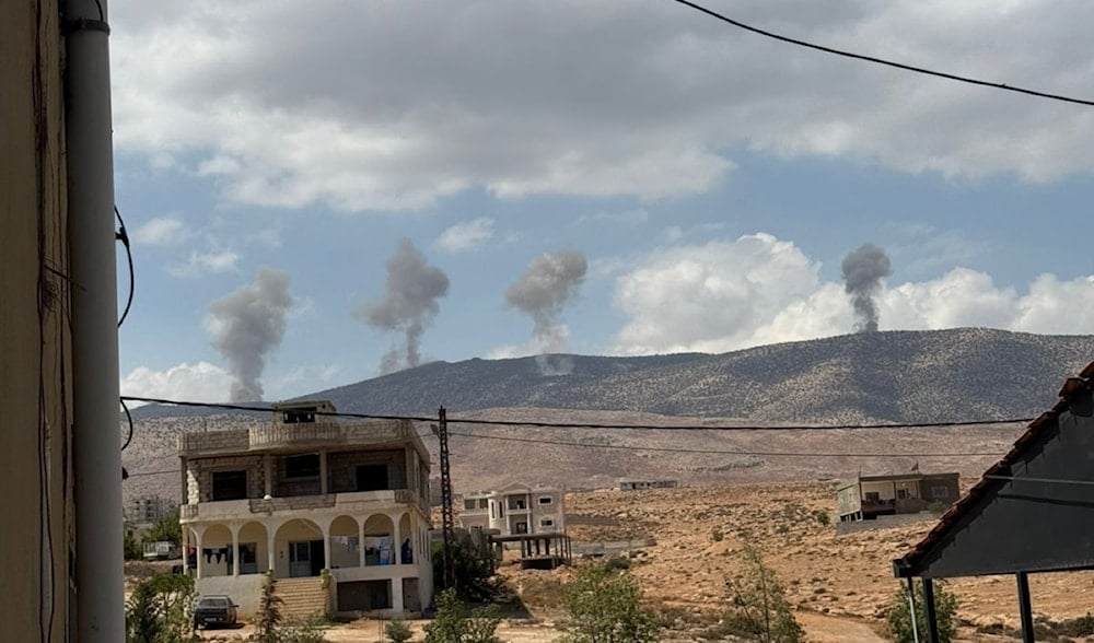 Smokes rises after Israeli airstrikes targeting the outskirts of Al-Hermel, Lebanon, September 8, 2025 (social media)