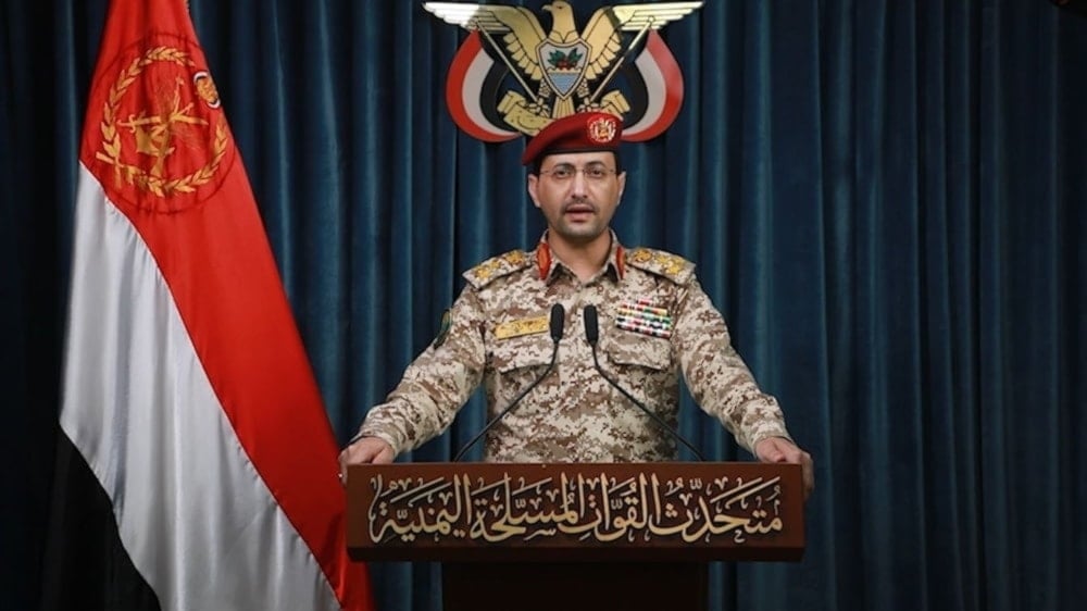 Yemeni Armed Forces spokesperson Yahya Saree during a statement in Sanaa, Yemen, September 9, 2025 (Yemeni Military Media)